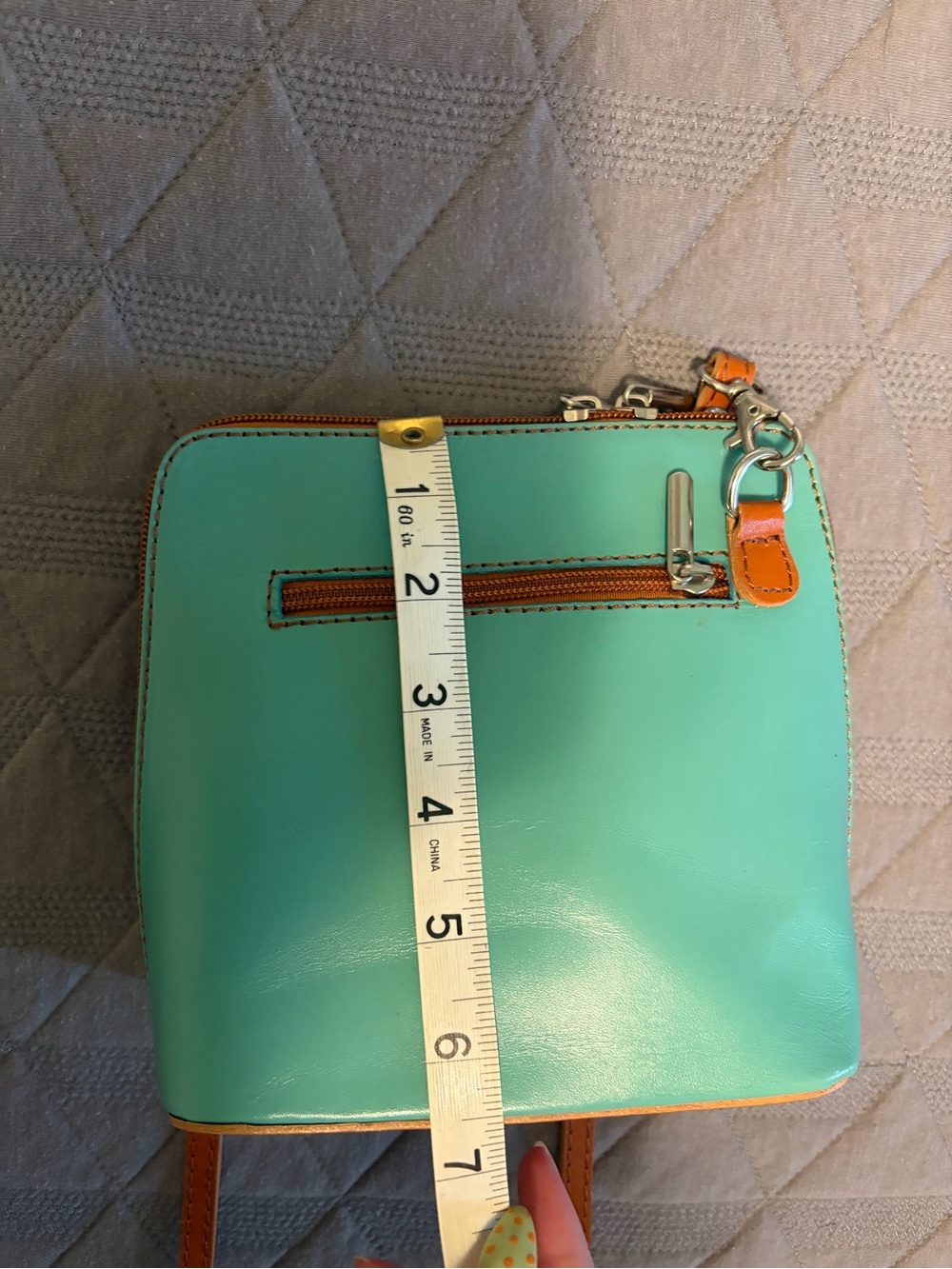 Teal Crossbody Leather Bag from Italy - Stylish Everyday Bag - Picture 5 of 7